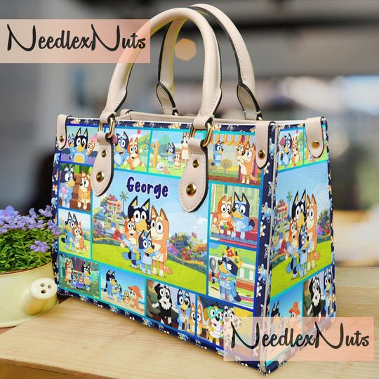 Custom Name BlueyDad Leather Handbag, BlueyDad Family Handbag