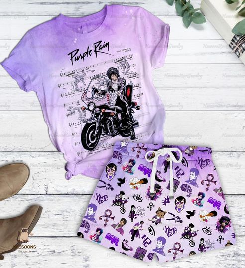 Prince Purple Shirt, Prince Purple Shorts, Pur Rain Shirt, Pur Rain Women Pajamas Shorts, Prince Pur Rain Shirt, Summer Shorts
