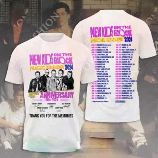 NK on The Block The Magic Summer Tour 2024 3D Shirt, New Kids Signatures, Tour 2024 3D Tshirt, Gift For Fan