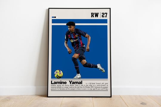 Lamine Yamal Barcelona Poster | Euro 2024 Poster | Soccer Player | England Football | Wall Art Poster | Room Decor