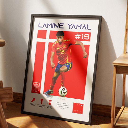 Lamine Yamal Barcelona Poster | Euro 2024 Poster | Soccer Player | England Football | Wall Art Poster | Room Decor