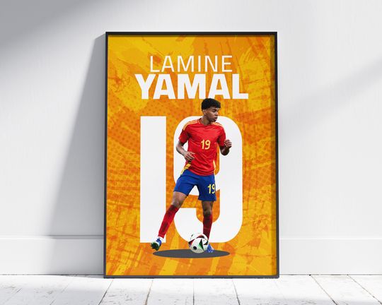 Lamine Yamal Barcelona Poster | Euro 2024 Poster | Soccer Player | England Football | Wall Art Poster | Room Decor