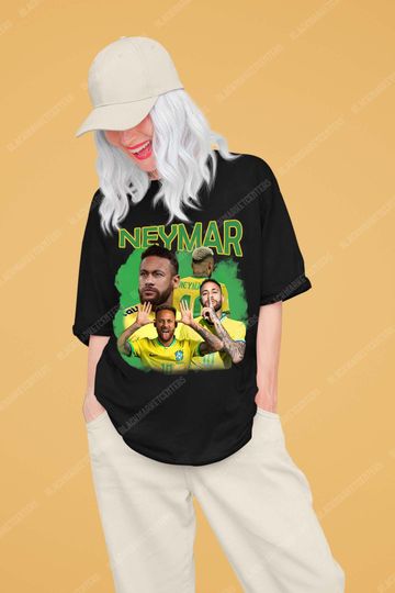 Neymar Jr. Retro 90s Style Unisex T-Shirt | Tee | Brazil Football | Soccer Fans Gift | Unisex Cotton Vintage 90's Graphic Tee | 90's Retro Shirt