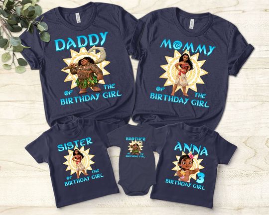 Personalized Disney Moana Birthday Unisex T-shirt, Moana Chief Rooster Maui Tamatoa Costume Shirt
