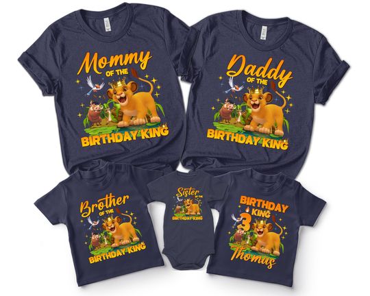 Disney Lion Simba Nana Mufasa Family Shirt, Custom Daddy Mommy Of The Birthday King Tee