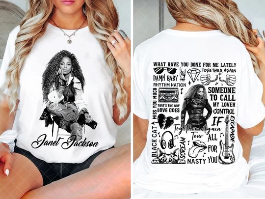 Queen of Pop Janet Jackson Double Sided Shirt, Janet Jackson Fan Gift Shirt, Janet Jackson 90s Vintage Tee