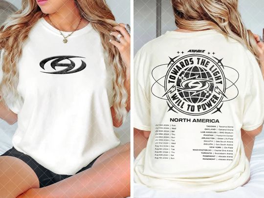 Ateez Towards The Light: Will to Power Shirt World Tour Double Sided Shirt, Concert Gift for her