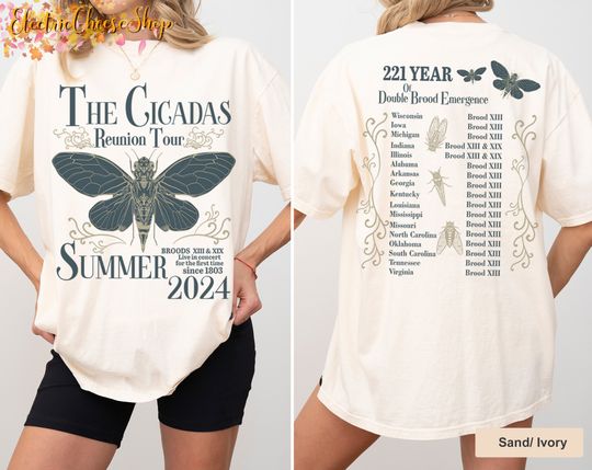 The Cicada Reunion Tour Summer 2024 Shirt, Cicada Comeback Season, 221 year of Cicada Emergence, Summer Music Concert Tee, Nature Lover Gift