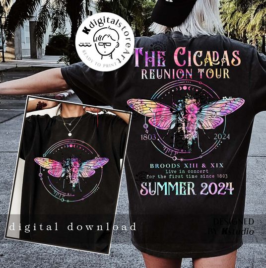 Cicada Reunion Tour Summer 2024 Shirt, Cicada  Shirt, Brood XIII & XIX Cicadas 2024 Sublimation, Cicada Reunion Tour Shirt