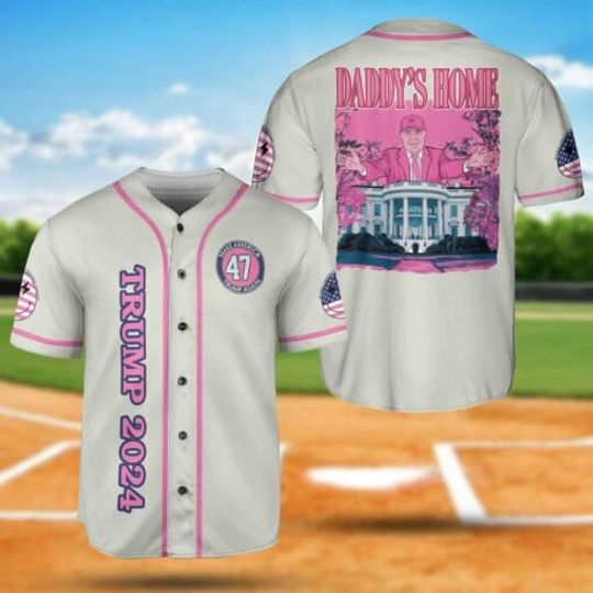 Trump 2024 Make America Great Again Daddy Home Baseball Jersey, Baseball Jersey Collection, 4th of July Baseball Jersey, 4th of July Shirt