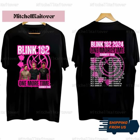 Graphic B182 Band T-Shirt, B182 One More Time 2024 Tour Shirt, Cotton Short Sleeve Tee, Summer Casual Shirt