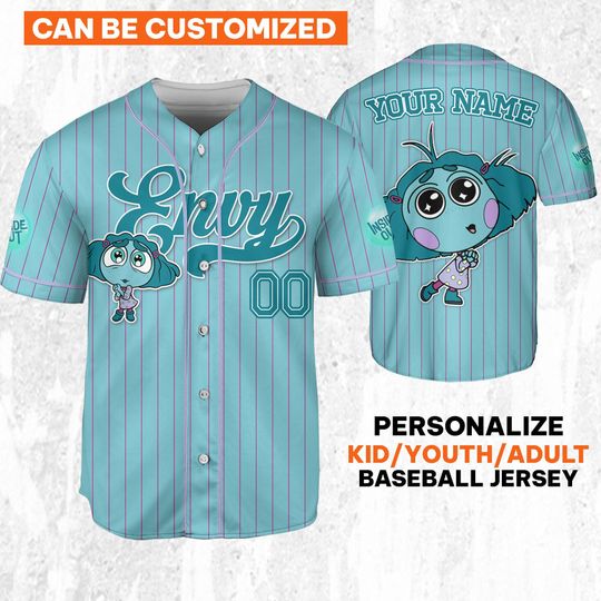 Custom Disney Inside Out Envy Simple Green Baseball Jersey, Disney Baseball Jersey Gifts