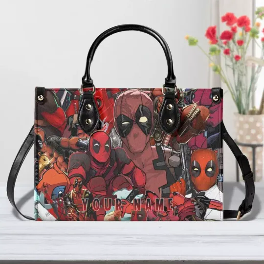 Personalized DeaDPOOL-Luxury Women Leather Handbag, Gift for Her, Shoulder Bag, Shopping Bag, Top Handle Bag