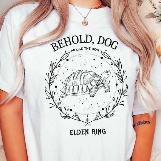 ELDEN RING Shirt,Behold Dog Shirt,Turtle Dog Shirt,Funny Gaming Shirt,Gift For Gamer,The Dark Souls Tee, pope turtle,Video Game Shirt