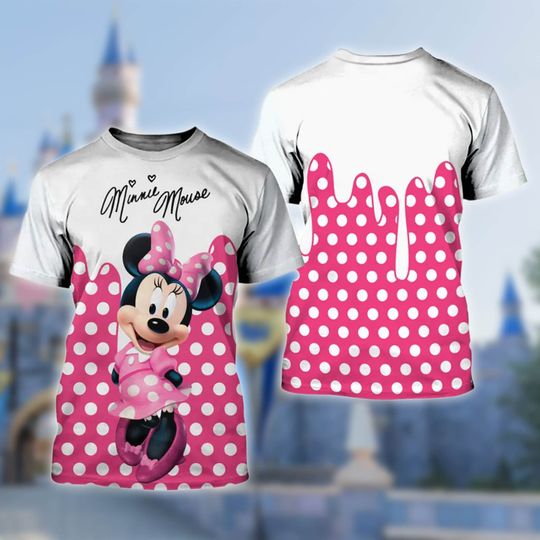 Minnie Mouse 3D Adult Kid T-shirt, Minnie Mouse Valentine All Over Print Shirt, Pinky Minnie Mouse 3D Tshirt