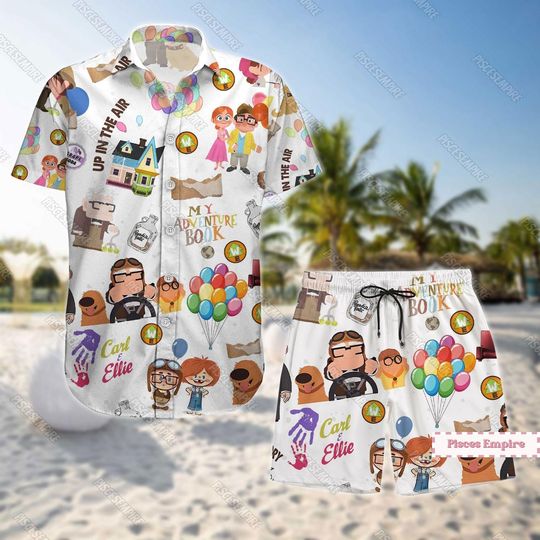 Carl And Ellie Shirt, His Carl Her Hawaii Shirt, Couple Shorts, Carl Ellie Button Shirt,  Men Shorts, Button Down Shirt