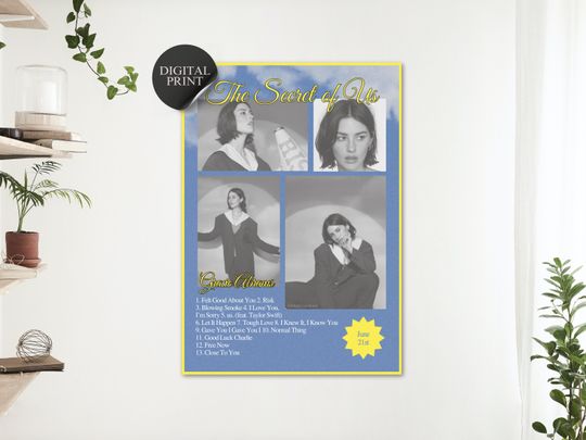 Gracie Abrams The secret of us album poster | Gracie tracklist poster  | Gracie Abrams Poster | Music Gift | Music Wall Decor, Available in 7 Sizes