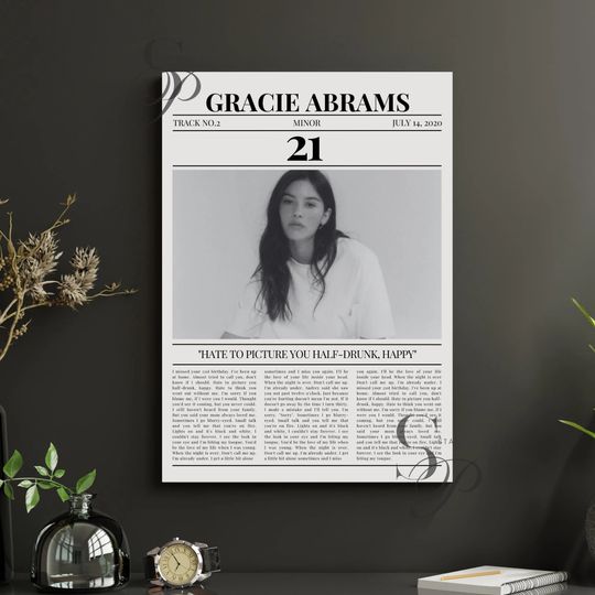 Gracie Abrams Retro Newspaper Print, 21 Lyrics Poster, Minor Album, Good Riddance, Bedroom Home Decor, Alt Indie Pop, Mid Century Modern