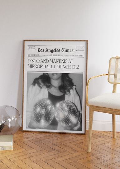 Trendy Vintage Poster, Dorm Poster Print, Minimal Aesthetic, Disco Ball Inspired, Unframed poster, | Gracie Abrams Poster | Music Gift | Music Wall Decor