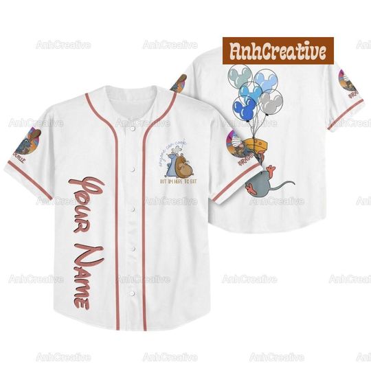 Personalized Disney Ratatouille Remy Baseball Jersey, Remy Little Chef Baseball Jersey