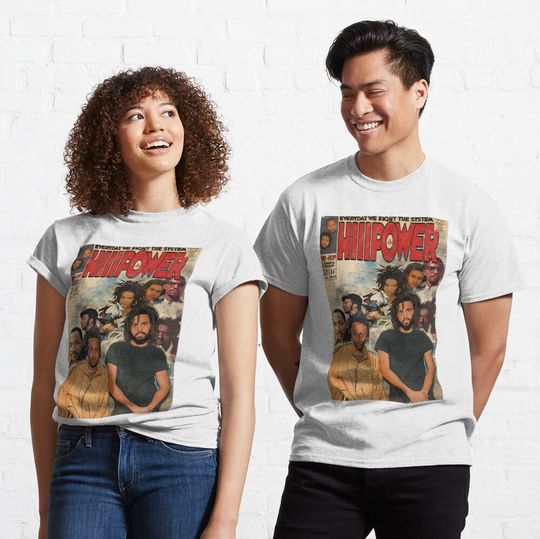Kendrick Lamar & J. Cole - Hiiipower Comic Book Parody Classic T-Shirt, Summer Cotton Short Sleeve T-Shirt, Music Tour Merch, Gift for Fans, Men Clothing Inspired