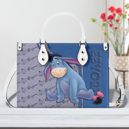Lovely Winnie The Pooh Eeyore Leather Handbag,Eeyore Women Bags Purses,Leather Bag,Woman Handbag, Handmade Bag,Eeyore Lover's Handbag