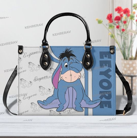 Winnie The Pooh Eeyore Leather bag Handbag, Eeyore Women Bags Purses, Eeyore Lover's Handbag, Leather Bag, Woman Handbag,Handmade Bag