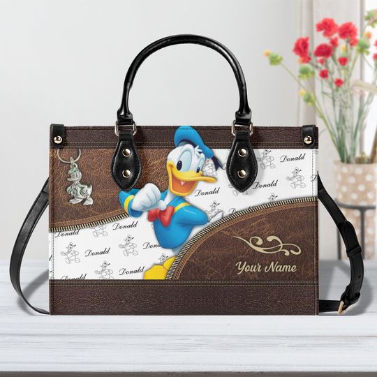 Cute Donald duck Leather Handbag,Donald duck  Women Bags Purses,Donald duck  Lover's Handbag,Custom Leather Bag,Woman Handbag,Handmade Bag
