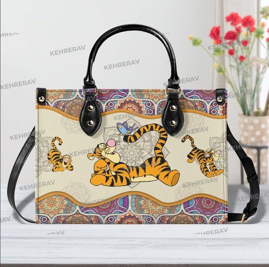 Discover Tigger Mandala Winnie The Pooh Leather bag Handbag, Tigger Women Bags Purses, Tigger Lover's Handbag, Leather Bag, Woman Handbag