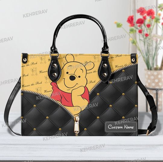 Winnie The Pooh lovely Leather Handbag,Pooh Women Bags Purses,Pooh Lover's Handbag,Custom Leather Bag,Woman Handbag,Handmade Bag,Vintage Bag