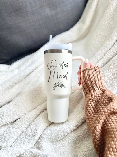 Personalized bridesmaid tumbler - Custom 40 oz Tumbler, Maid of Honor Gift from Bride, bachelorette cup, Unique Wedding Favor, gift for her