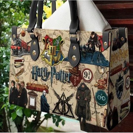 Harry Potter Leather Bag, Women Leather Hand Bag, Harry Potter Leather Bag For Fans, Shoulder Bag Fashion Gift for Her, Cartoon Tote Bag