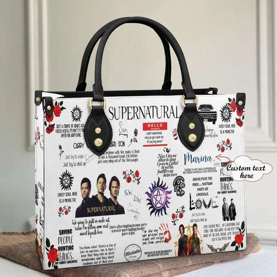 Supernatural Leather Bag Women Leather Hand Bag, Shoulder Bag Fashion Gift for Her, Cartoon Tote Bag, Gift on Birthday, Anniversary