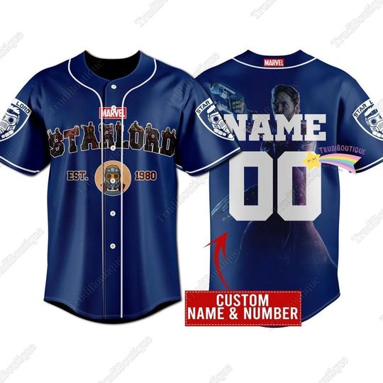 Personalized Guardians Of Galaxy Jersey, Star-Lord Baseball Jersey, Star-Lord Jersey, Peter Quill Baseball Shirt, M.a.r.v.e.l Fan Shirt
