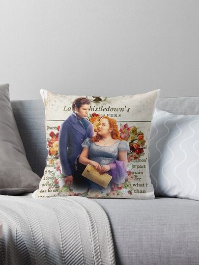 Colin Bridgerton & Penelope Featherington Lady Whistledown Society Papers Throw Pillow, Bridgerton Throw Pillow, For Decoration, Home and Living, Gift for Fans, Funny Gift Ideas