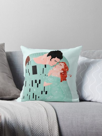 Kissing Scene Throw Pillow, Bridgerton Throw Pillow, For Decoration, Home and Living, Gift for Fans, Funny Gift Ideas