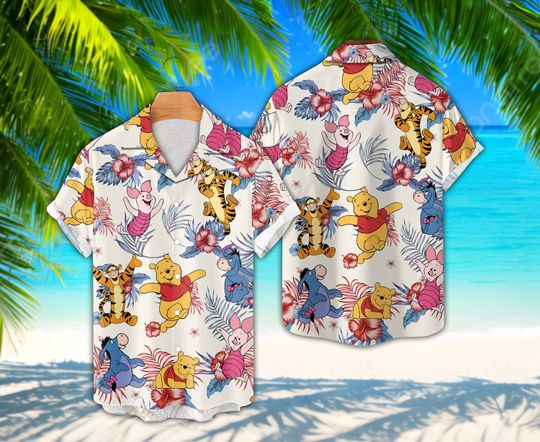 Disney Winnie Pooh And Friends Hawaiian Shirt, Tropical Summer Trip Pooh Tigger Piglet Eeyore Beach Hawaii Shirt, Aloha Magic Kingdom Shirt