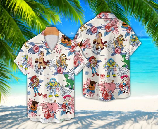 Summer Beach Ttoy Storyy Friends Hawaiian Shirt, Pixarr Woody Buzzz Lightyearr Tropical Shirt, Aloha Hawaii Magic Kingdom Shirt For Men Women