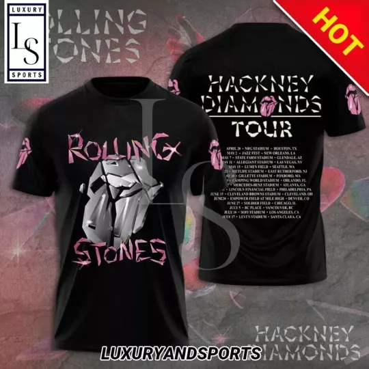 The Rolling Stones Hackney Diamonds Tour 2024 3D T-Shirt, Cotton Short Sleeve Trendy Shirt