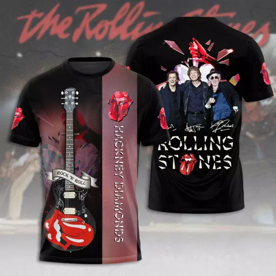 The Rolling Stones Hackney Diamonds Tour 2024 3D T-Shirt, Cotton Short Sleeve Trendy Shirt