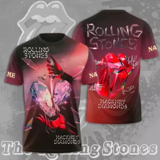 The Rolling Stones Hackney Diamonds Tour 2024 3D T-Shirt, Cotton Short Sleeve Trendy Shirt