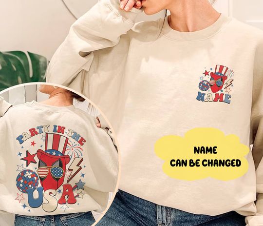 Personalized Deadpool Party in The USA 4th of July Sweatshirt | Disneyland Deadpool 3 Happy Patriotic Day Shirt | Memorial Day Tee