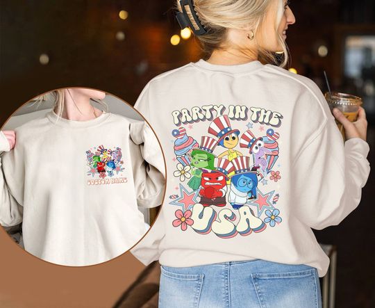 Inside Out Party in The USA 4th of July Sweatshirt | Emotions Happy Independence Day Tee |