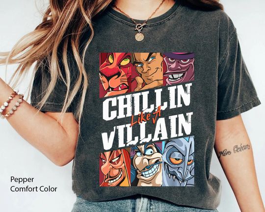 Retro Chillin Like A Villain Comfort Colors T-shirt, Scar Hades Jafar,  Villains T-shirt, 2024 Family Trip Outfit, Magic Kingdom