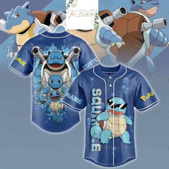 Squirtle PKM Shirt, Squirtle Baseball Jersey, Cartoon Movies Shirt, PKM Baseball Jersey, Custom Shirts For Men, Squirtle Shirt
