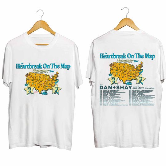 Dan + Shay 2024 Heartbreak on the Map Tour Shirt, Dan + Shay 2024 Summer Tour Shirt, Dan + Shay Band Fan , Dan and Shay Concert 2024 Merch