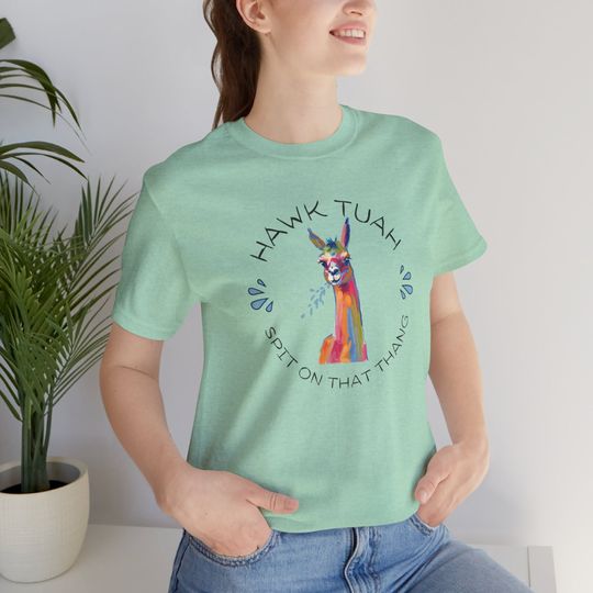 Hawk Tuah Llama Bella & Canvas T-Shirt, FREE Shipping, Spit on that Thang, hawk tuah girl  Unisex short sleeves heavy cotton shirt, Multiple colors trending shirts