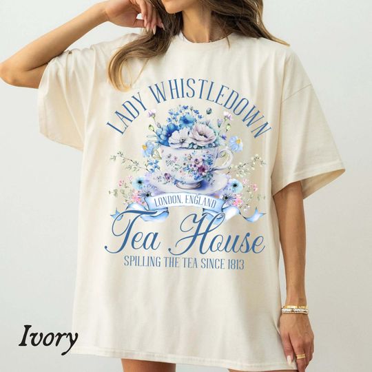 Tea House Shirt, Spill The Tea, Bridgerton cotton tee, Graphic Tshirt for men, women, Unisex, Trending Gifts