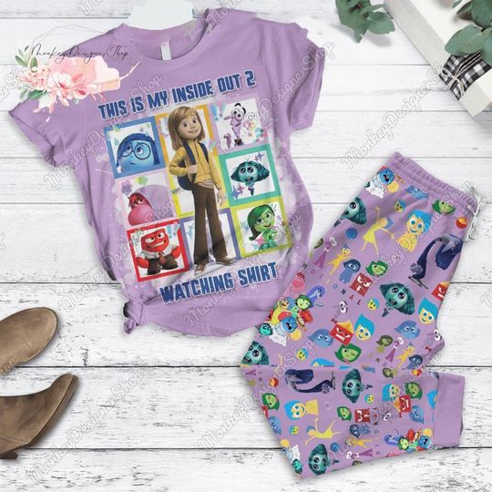 Inside Out 2 Unisex Tshirt Pajama Sets, This Is My Inside Out 2 Watching Pajamas Set