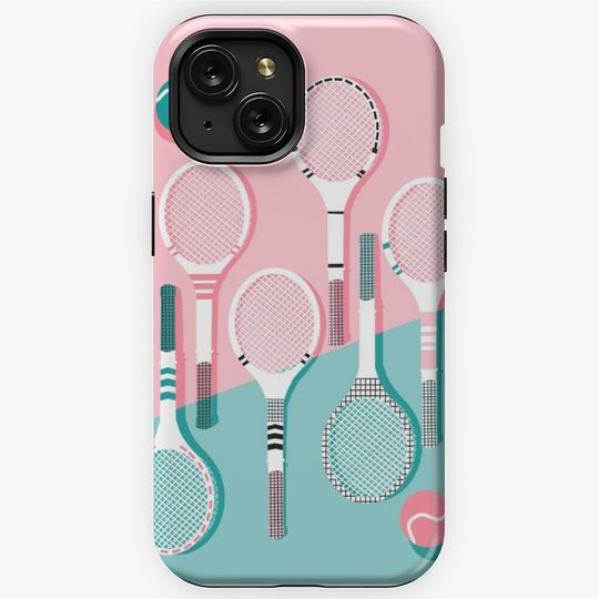 Got Served - tennis country club sports athlete retro throwback memphis 1980s style neon palm spring iPhone Case